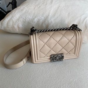 Chanel Boy Bag Small - Beige, Double Stitch, Calfskin